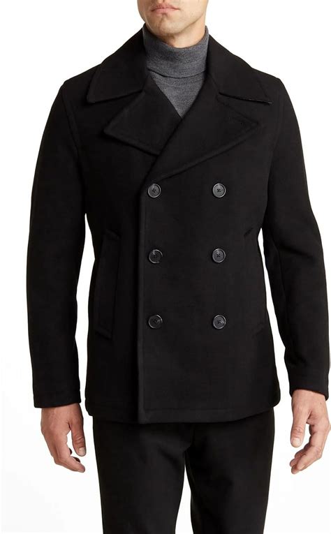 men's black michael kors pea coat|Michael Kors Modern Fit Peacoat .